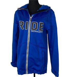 RIDE Snowboard Softshell Hooded Jacket Women Sz SP Blue Winter Sports